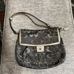 Silver & gray Coach purse